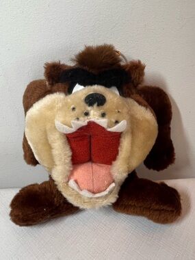 vintage Looney Tunes Taz plush toy, likely from the 1990s.